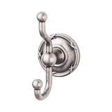 Top Knobs ED2E Edwardian Bath Double Hook  - Ribbon Backplate - Antique Pewter