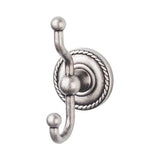 Top Knobs ED2F Edwardian Bath Double Hook  - Rope Backplate - Antique Pewter