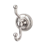Top Knobs ED2A Edwardian Bath Double Hook  - Beaded Backplate - Brushed Satin Nickel