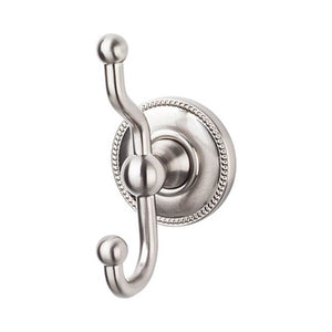 Top Knobs ED2A Edwardian Bath Double Hook  - Beaded Backplate - Brushed Satin Nickel
