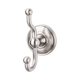 Top Knobs ED2D Edwardian Bath Double Hook  - Plain Backplate - Brushed Satin Nickel