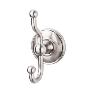 Top Knobs ED2D Edwardian Bath Double Hook  - Plain Backplate - Brushed Satin Nickel