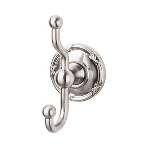 Top Knobs ED2E Edwardian Bath Double Hook  - Ribbon Backplate - Brushed Satin Nickel