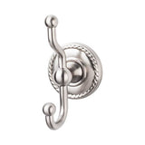 Top Knobs ED2F Edwardian Bath Double Hook  - Rope Backplate - Brushed Satin Nickel