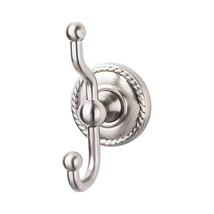 Top Knobs ED2F Edwardian Bath Double Hook  - Rope Backplate - Brushed Satin Nickel
