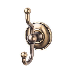 Top Knobs ED2D Edwardian Bath Double Hook  - Plain Backplate - German Bronze