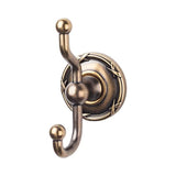 Top Knobs ED2E Edwardian Bath Double Hook  - Ribbon Backplate - German Bronze