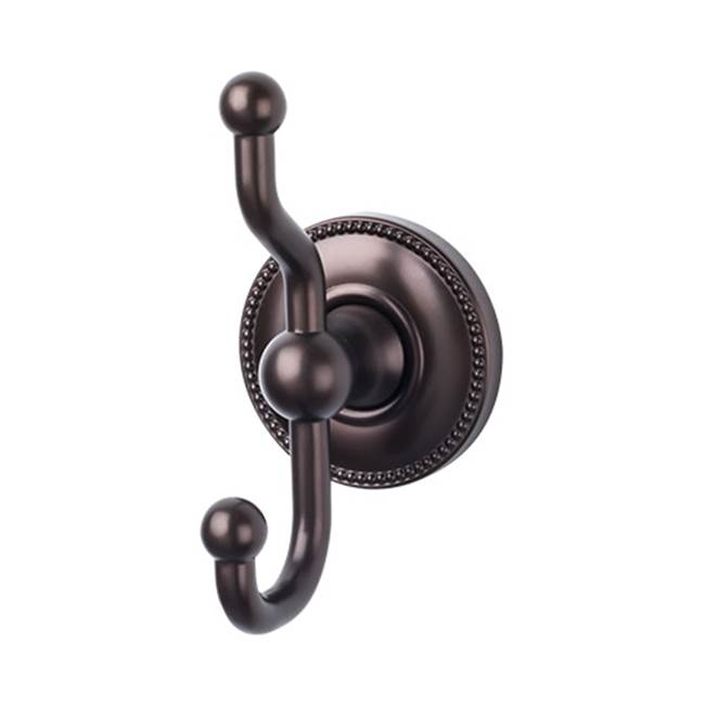 Top Knobs ED2A Edwardian Bath Double Hook  - Beaded Backplate - Oil Rubbed Bronze