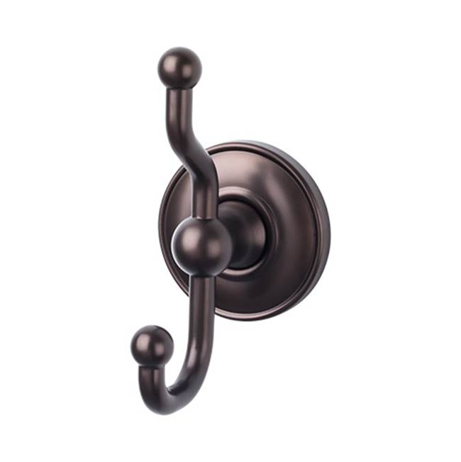 Top Knobs ED2D Edwardian Bath Double Hook  - Plain Backplate - Oil Rubbed Bronze