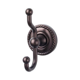 Top Knobs ED2F Edwardian Bath Double Hook  - Rope Backplate - Oil Rubbed Bronze