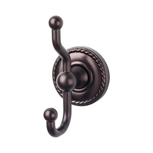 Top Knobs ED2F Edwardian Bath Double Hook  - Rope Backplate - Oil Rubbed Bronze