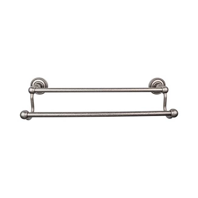 Top Knobs ED7F Edwardian Bath 18" Double Towel Bar  - Rope Backplate - Antique Pewter