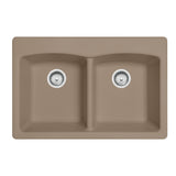 FRANKE EDOY33229-1 Ellipse 33.0-in. x 22.0-in. Oyster Granite Dual Mount Double Bowl Kitchen Sink - EDOY33229-1 In Oyster