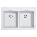 FRANKE EDPW33229-1 Ellipse 33.0-in. x 22.0-in. Polar White Granite Dual Mount Double Bowl Kitchen Sink - EDPW33229-1 In Polar White