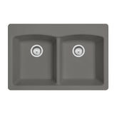 FRANKE EDSG33229-1 Ellipse 33.0-in. x 22.0-in. Stone Grey Granite Dual Mount Double Bowl Kitchen Sink - EDSG33229-1 In Stone Grey