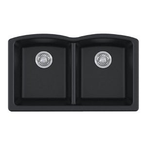 FRANKE ELG120ONY Ellipse 33.0-in. x 19.7-in. Onyx Granite Undermount Double Bowl Kitchen Sink - ELG120ONY In Onyx