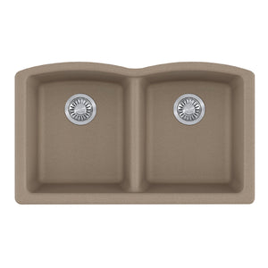 FRANKE ELG120OYS Ellipse 33.0-in. x 19.7-in. Oyster Granite Undermount Double Bowl Kitchen Sink - ELG120OYS In Oyster