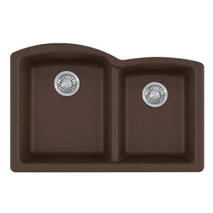 FRANKE ELG160MOC Ellipse 33.0-in. x 21.7-in. Mocha Granite Undermount Double Bowl Kitchen Sink - ELG160MOC In Mocha