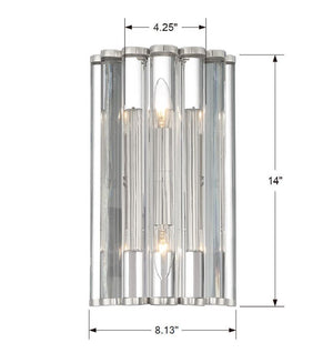 Libby Langdon for Crystorama Elliot 2 Light Polished Nickel Sconce ELL-B3002-PN