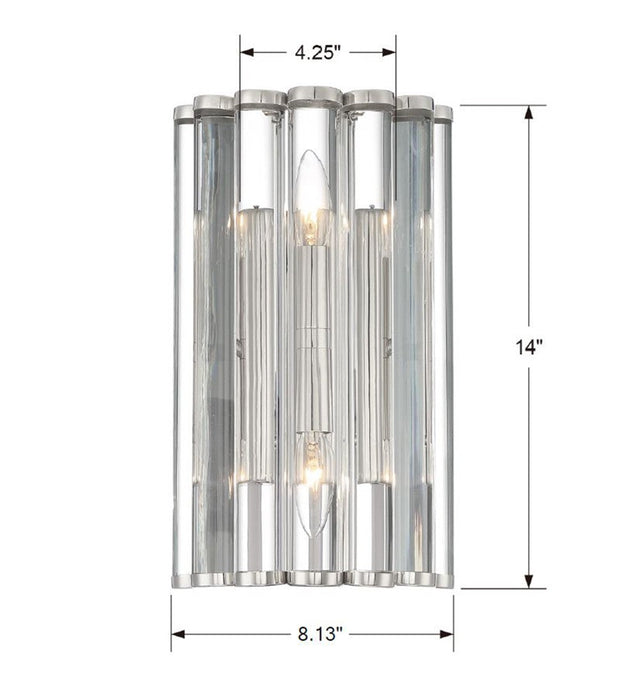 Libby Langdon for Crystorama Elliot 2 Light Polished Nickel Sconce ELL-B3002-PN