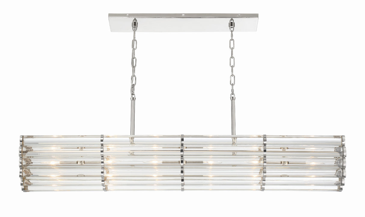 Libby Langdon for Crystorama Elliot 6 Light Polished Nickel Linear Chandelier ELL-B3007-PN