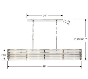 Libby Langdon for Crystorama Elliot 6 Light Polished Nickel Linear Chandelier ELL-B3007-PN