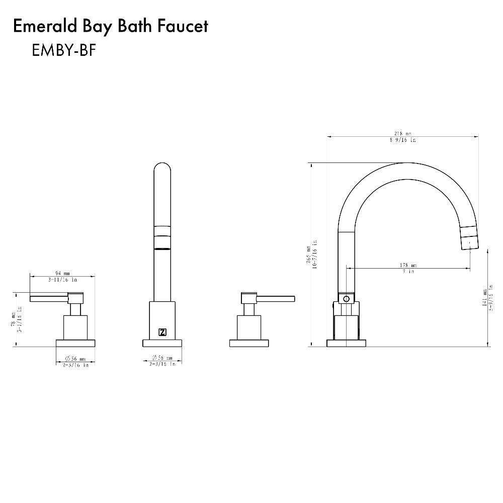 ZLINE Emerald Bay Widespread Bath Faucet in Matte Black (EMBY-BF-MB)