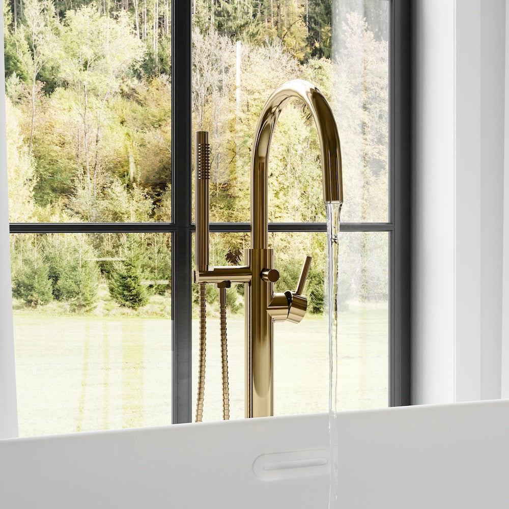 ZLINE Emerald Bay Bath Tub Filler with Hand Shower in Polished Gold (EMBY-BTF-PG)