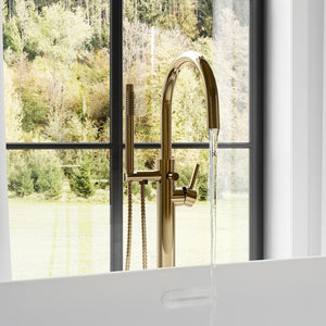 ZLINE Emerald Bay Bath Tub Filler with Hand Shower in Polished Gold (EMBY-BTF-PG)