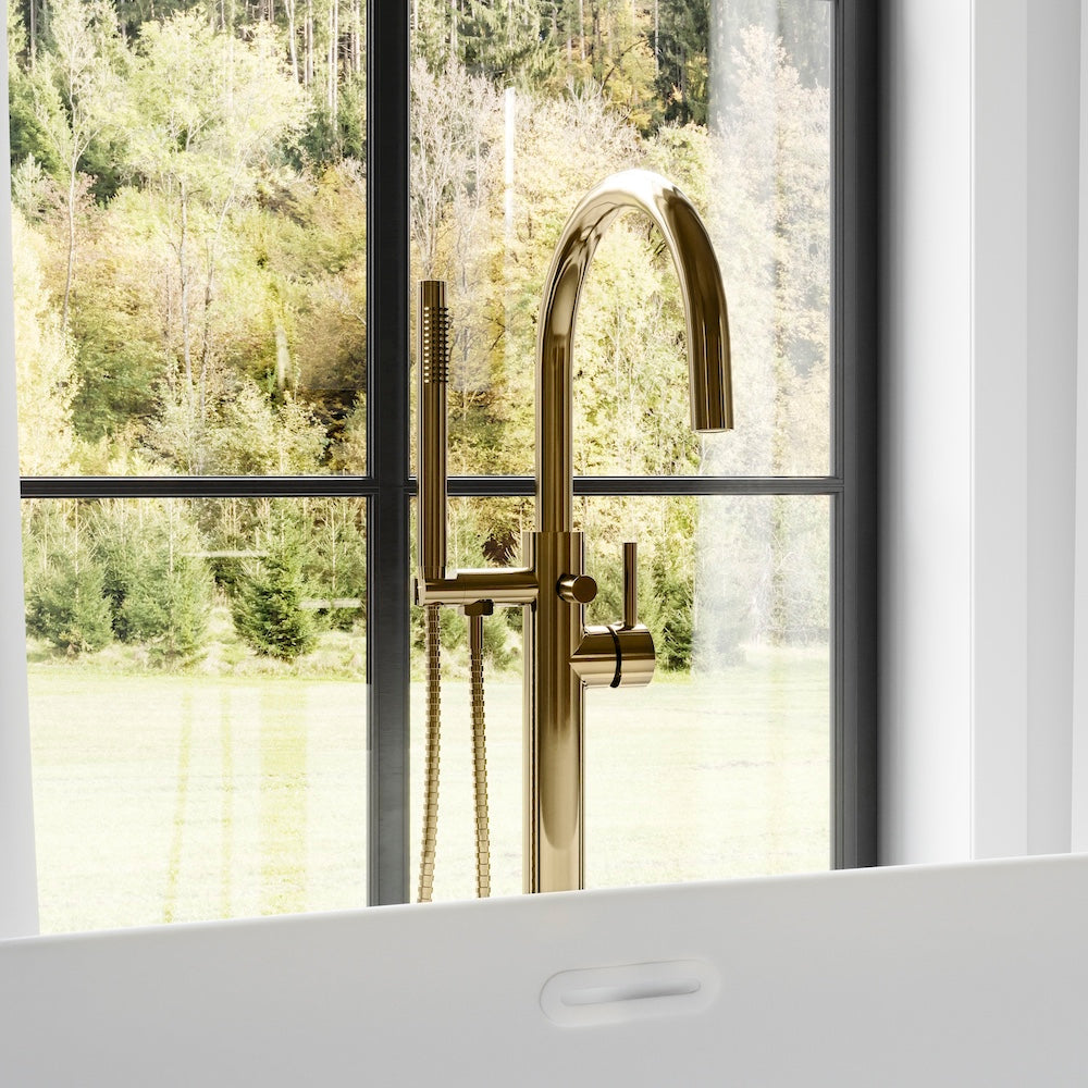 ZLINE Emerald Bay Bath Tub Filler with Hand Shower in Polished Gold (EMBY-BTF-PG)