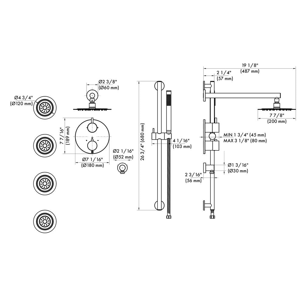 ZLINE Emerald Bay Thermostatic Shower System with Body Jets in Polished Gold (EMBY-SHS-T3-PG)