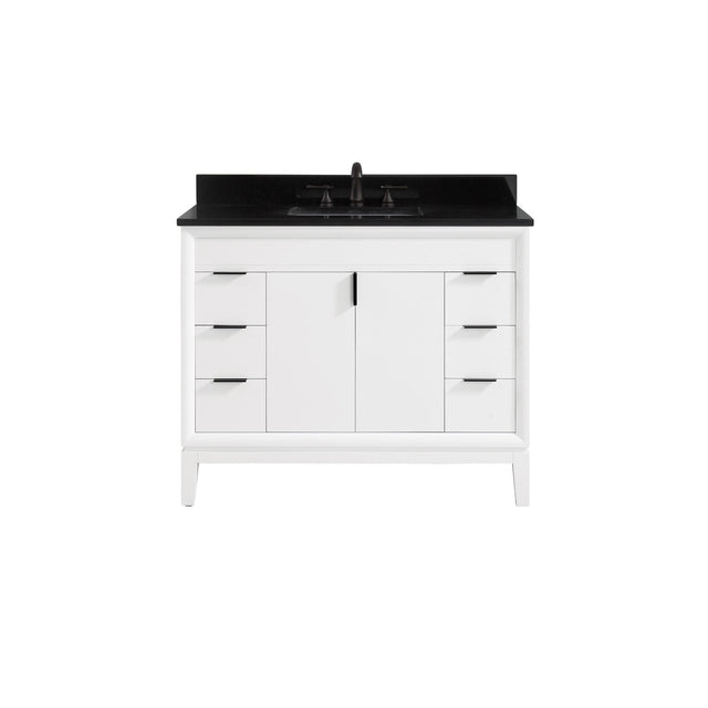 Avanity Emma 43 in. Vanity Combo in White with Black Granite Top