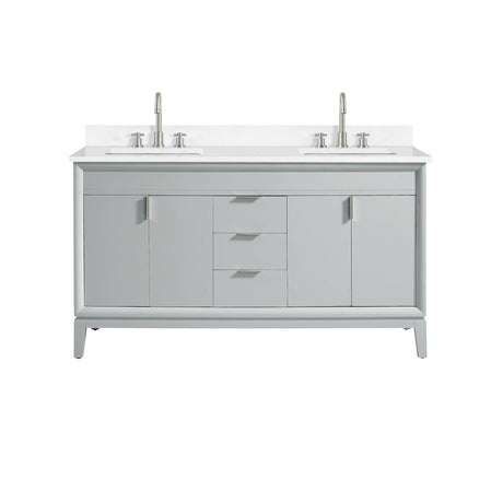 Avanity Emma 61 in. Vanity Combo in Dove Gray finish with Cala White Engineered Stone Top