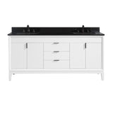 Avanity Emma 73 in. Vanity Combo in White with Black Granite Top