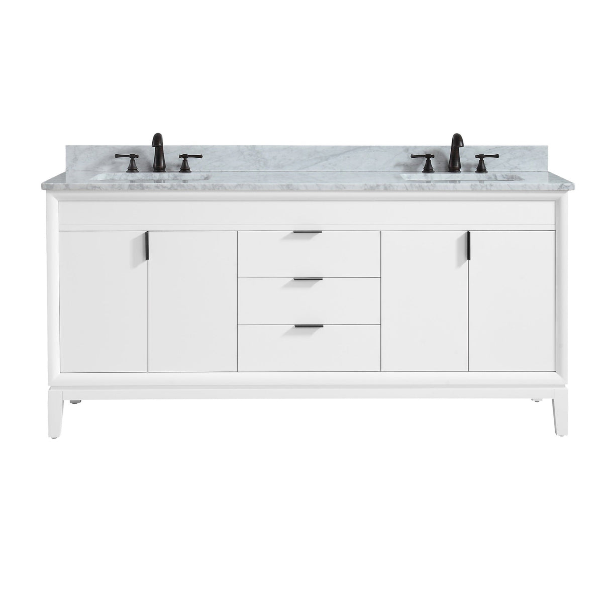 Avanity Emma 73 in. Vanity Combo in White with Carrara White Marble Top