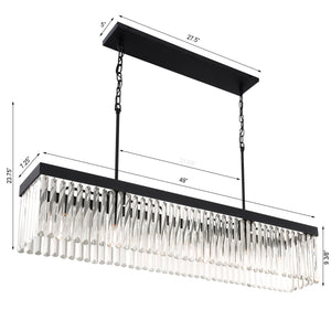 Emory 6 Light Black Forged Linear Chandelier EMO-5407-BF