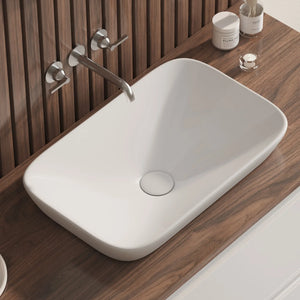 20" Rectangular Semi-Recessed Vitreous China Vessel Bathroom Sink in White