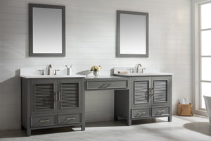 Estate 102" Double Sink Bathroom Vanity Modular Set with White Quartz Top