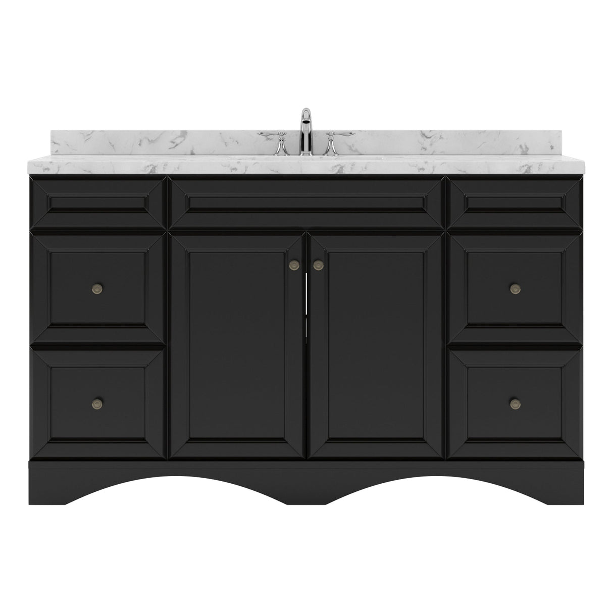 Virtu USA Talisa 60" Single Bath Vanity with White Quartz Top and Round Sink with Brushed Nickel Faucet with Matching Mirror