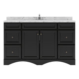 Virtu USA Talisa 60" Single Bath Vanity with White Quartz Top and Round Sink with Brushed Nickel Faucet with Matching Mirror