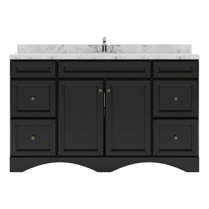 Virtu USA Talisa 60" Single Bath Vanity with White Quartz Top and Round Sink with Brushed Nickel Faucet with Matching Mirror