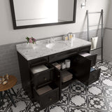 Virtu USA Talisa 60" Single Bath Vanity with White Quartz Top and Round Sink with Polished Chrome Faucet with Matching Mirror