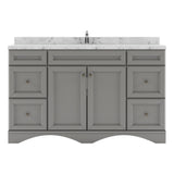 Virtu USA Talisa 60" Single Bath Vanity with White Quartz Top and Round Sink with Polished Chrome Faucet with Matching Mirror