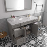 Virtu USA Talisa 60" Single Bath Vanity with White Quartz Top and Round Sink with Matching Mirror