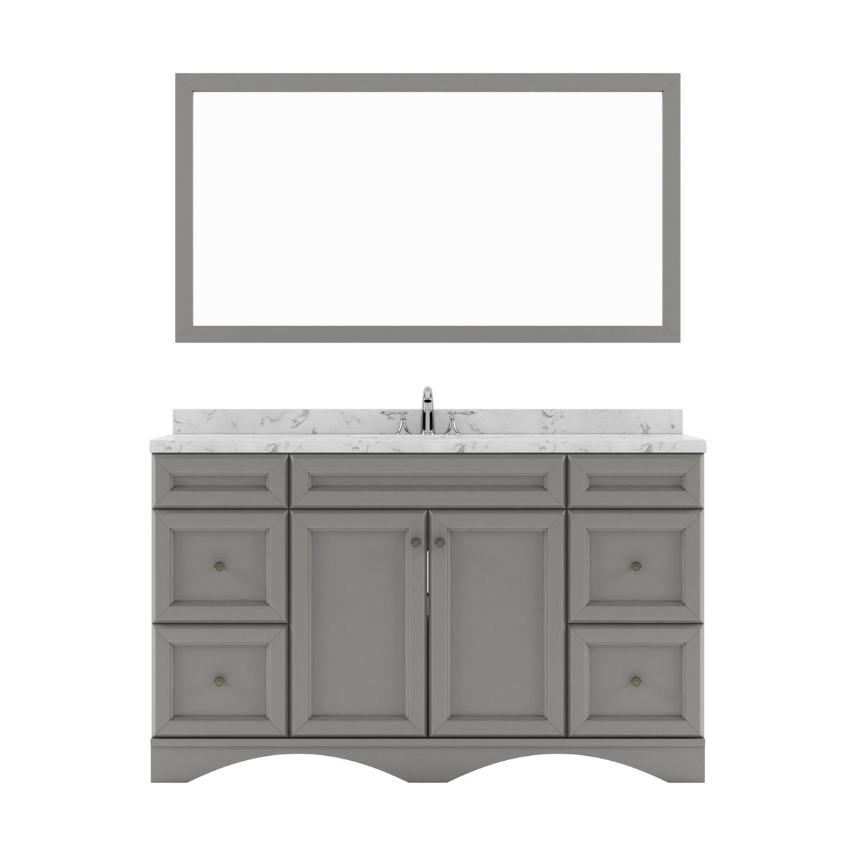 Virtu USA Talisa 60" Single Bath Vanity in White with White Quartz Top and Round Sink with Matching Mirror - Luxe Bathroom Vanities