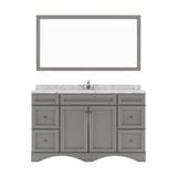 Virtu USA Talisa 60" Single Bath Vanity in White with White Quartz Top and Round Sink with Polished Chrome Faucet with Matching Mirror - Luxe Bathroom Vanities