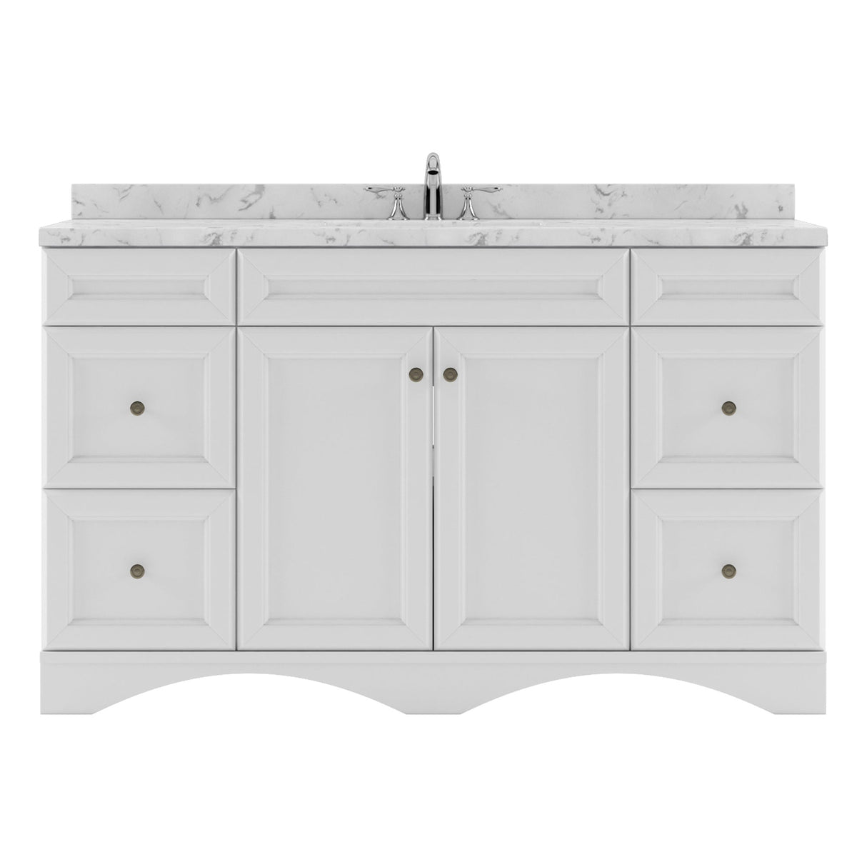 Virtu USA Talisa 60" Single Bath Vanity with White Quartz Top and Round Sink with Matching Mirror