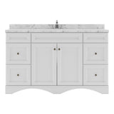 Virtu USA Talisa 60" Single Bath Vanity with White Quartz Top and Round Sink with Brushed Nickel Faucet with Matching Mirror