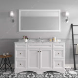 Virtu USA Talisa 60" Single Bath Vanity with White Quartz Top and Round Sink with Matching Mirror