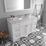 Virtu USA Talisa 60" Single Bath Vanity with White Quartz Top and Round Sink with Matching Mirror